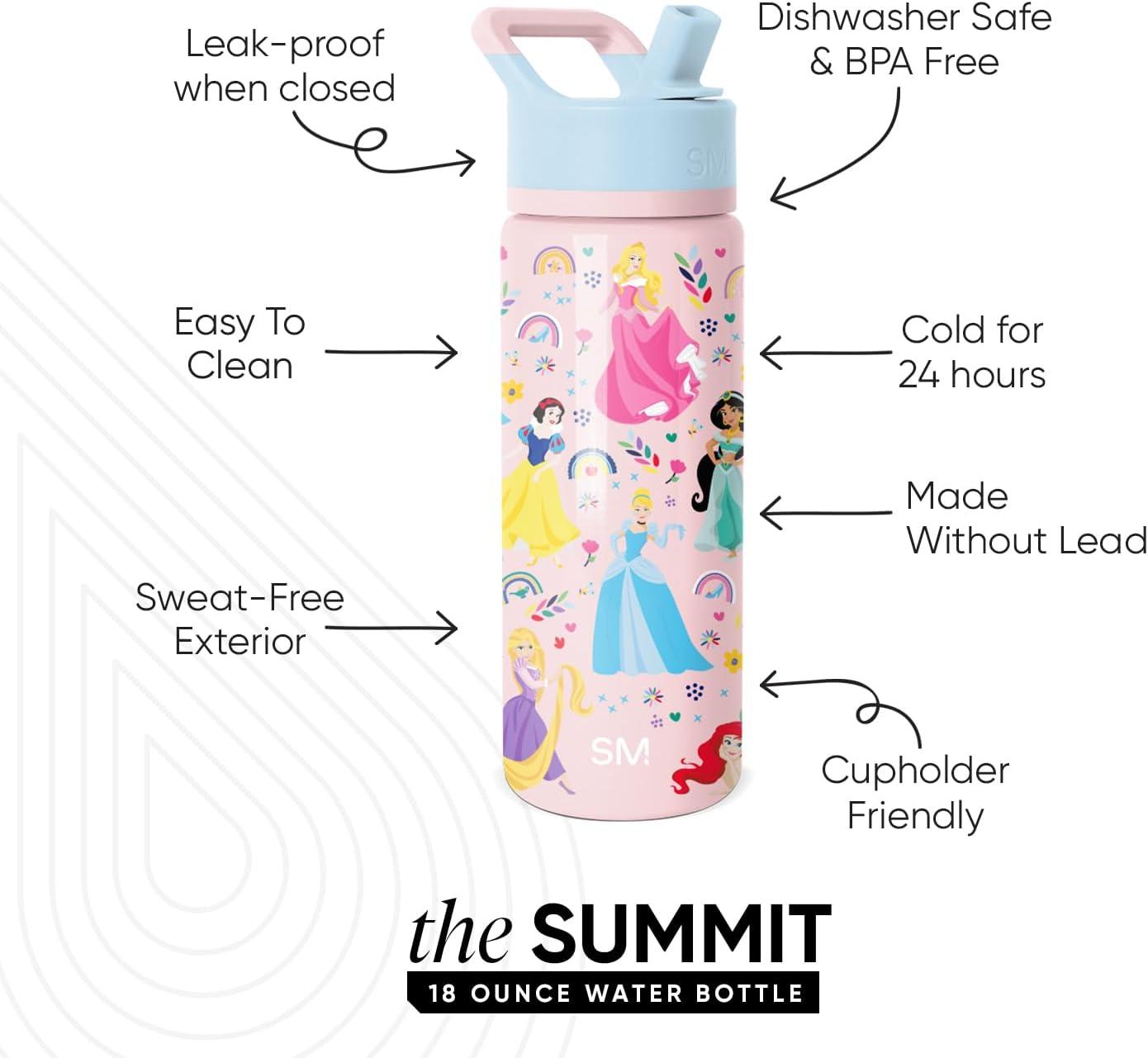 imageSimple Modern Kids Summit Water Bottle with Straw Lid Bluey 18oz Stainless Steel Cup Insulated Tumbler for Girls Boys School Bluey SkyDisneyPrincess Rainbows
