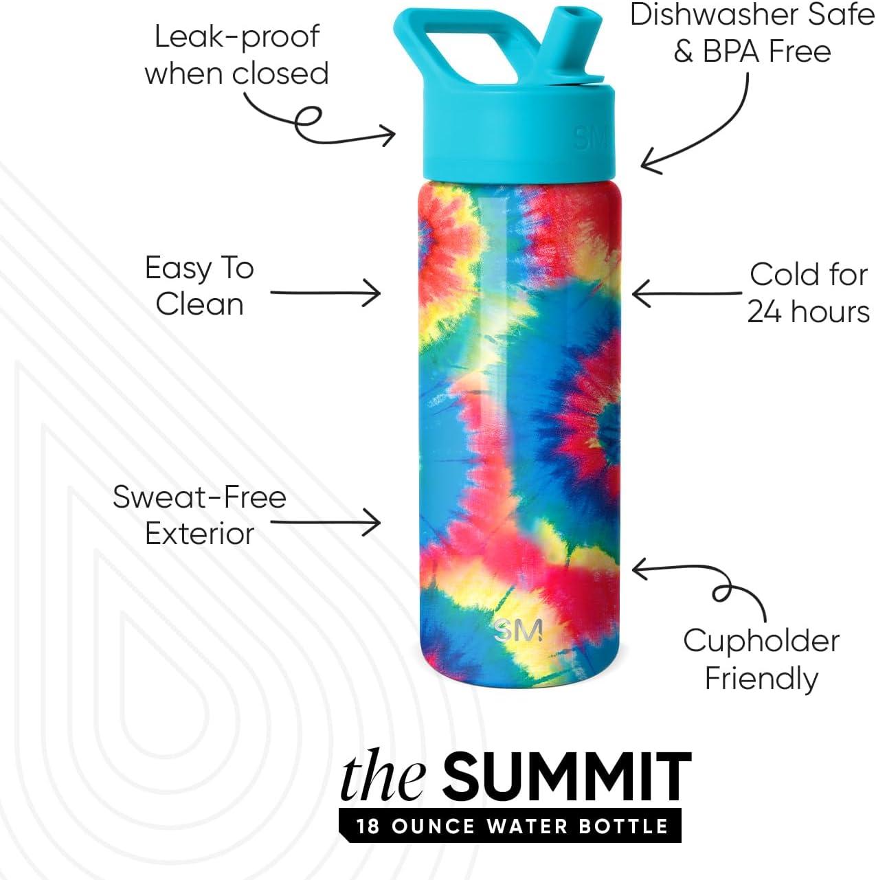 imageSimple Modern Kids Summit Water Bottle with Straw Lid Bluey 18oz Stainless Steel Cup Insulated Tumbler for Girls Boys School Bluey SkyTieDye