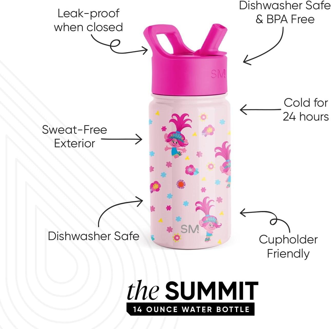 imageSimple Modern Kids Summit Water Bottle with Straw Lid Bluey 18oz Stainless Steel Cup Insulated Tumbler for Girls Boys School Bluey SkyTrolls Poppy Mashup