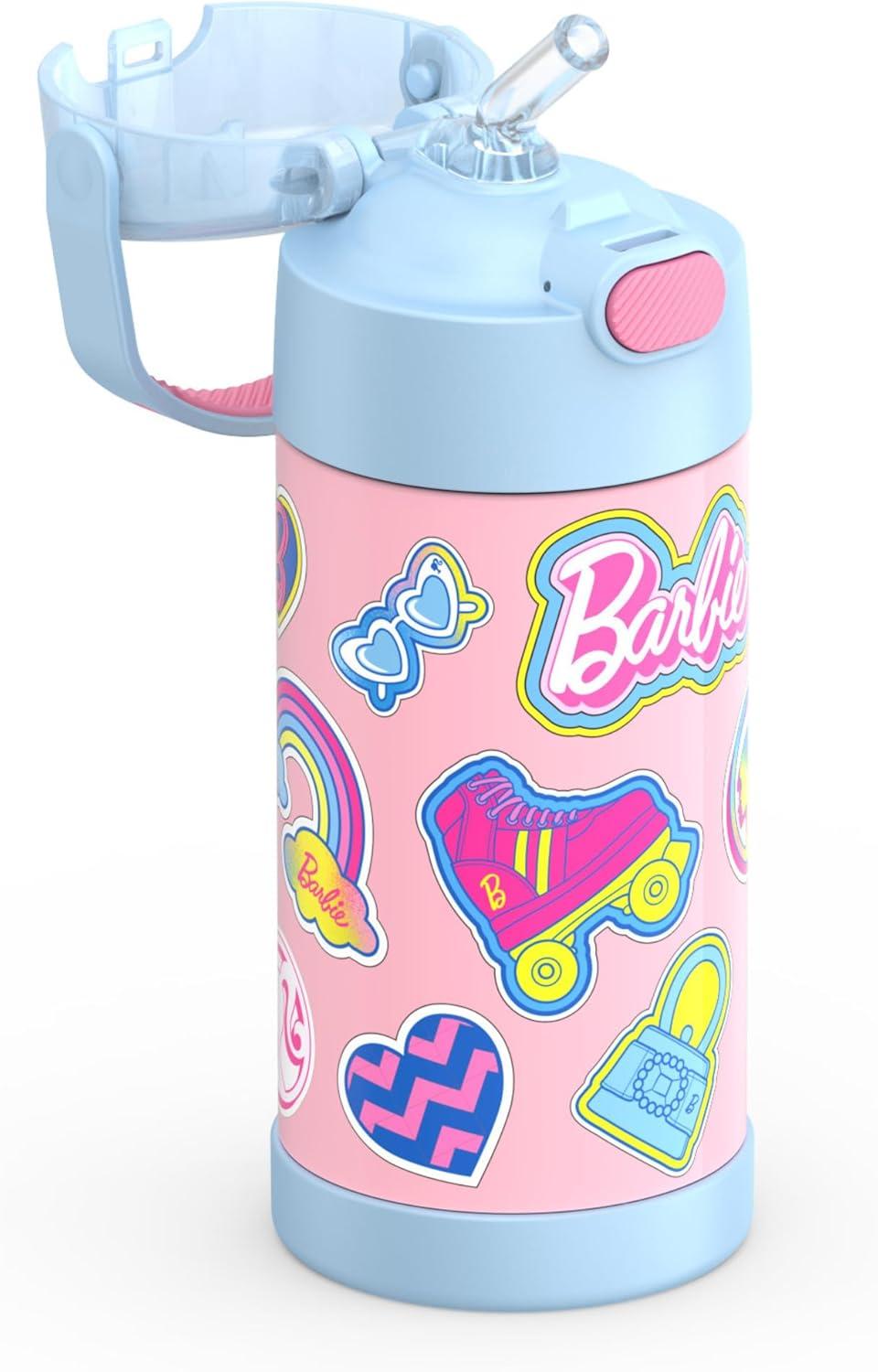 imageTHERMOS FUNTAINER Water Bottle with Straw 12 Ounce Kids Stainless Steel Vacuum Insulated Water Bottle with Lid BlueyBarbie