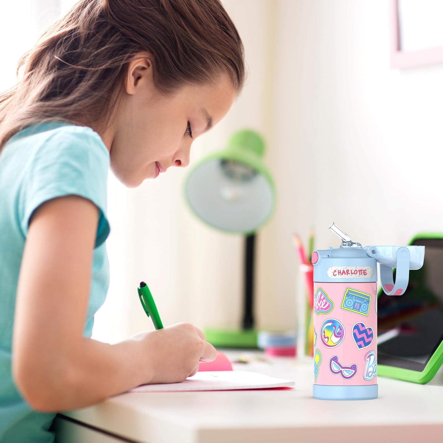 imageTHERMOS FUNTAINER Water Bottle with Straw 12 Ounce Kids Stainless Steel Vacuum Insulated Water Bottle with Lid BlueyBarbie