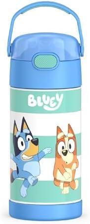 imageTHERMOS FUNTAINER Water Bottle with Straw 12 Ounce Kids Stainless Steel Vacuum Insulated Water Bottle with Lid BlueyBluey