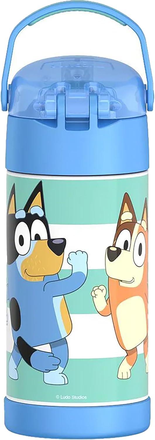 imageTHERMOS FUNTAINER Water Bottle with Straw 12 Ounce Kids Stainless Steel Vacuum Insulated Water Bottle with Lid BlueyBluey