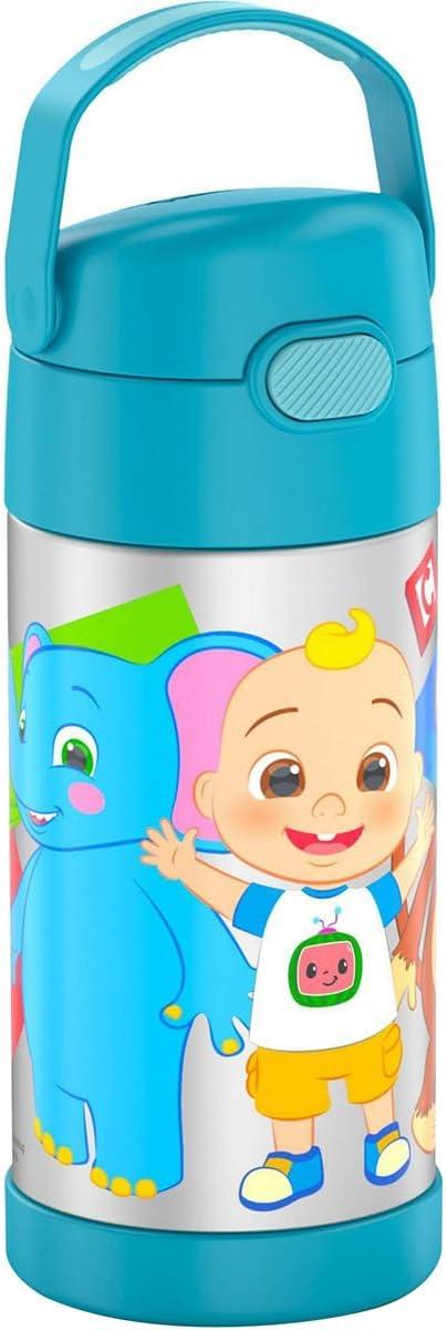imageTHERMOS FUNTAINER Water Bottle with Straw 12 Ounce Kids Stainless Steel Vacuum Insulated Water Bottle with Lid BlueyCocomelon
