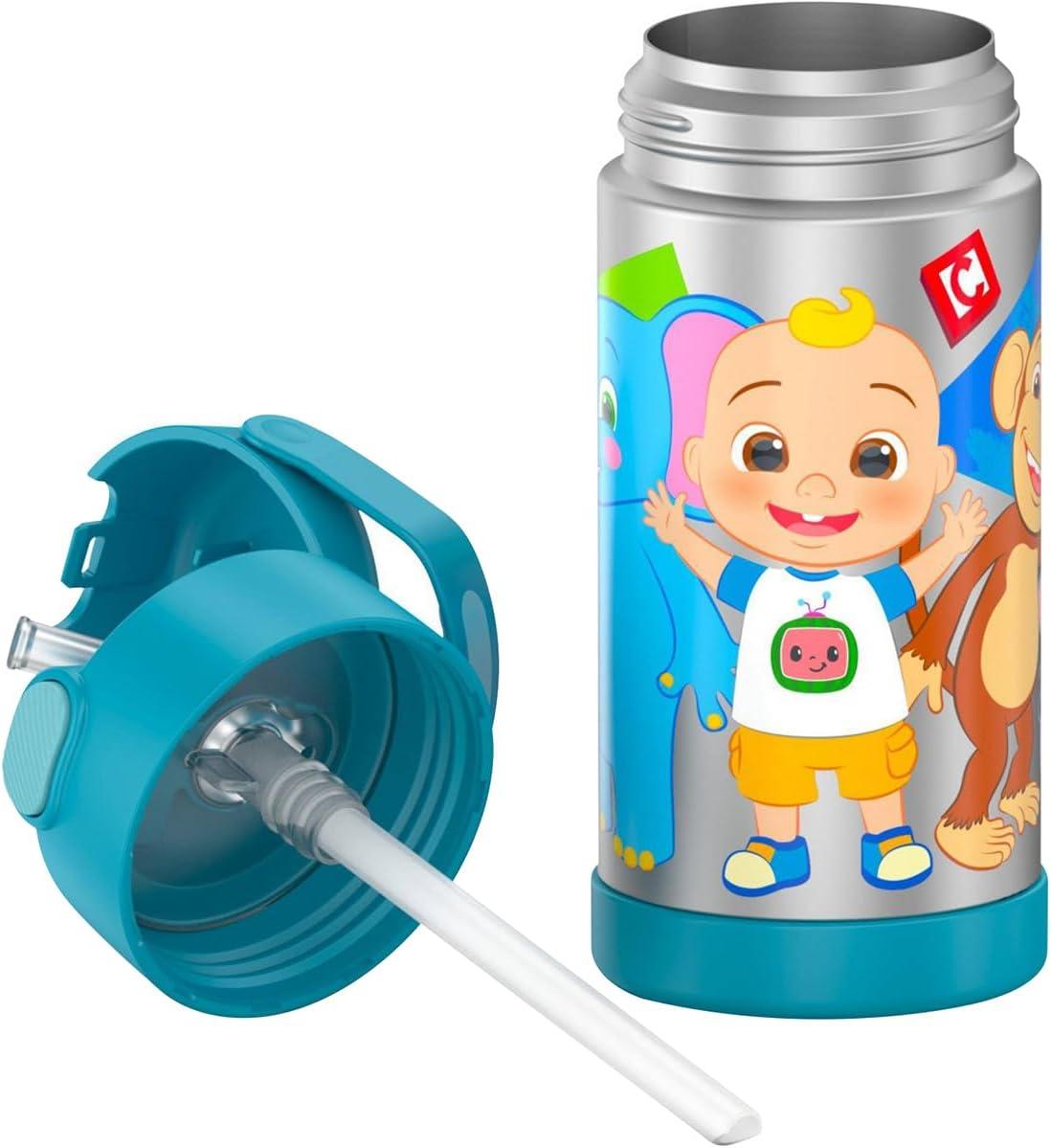 imageTHERMOS FUNTAINER Water Bottle with Straw 12 Ounce Kids Stainless Steel Vacuum Insulated Water Bottle with Lid BlueyCocomelon