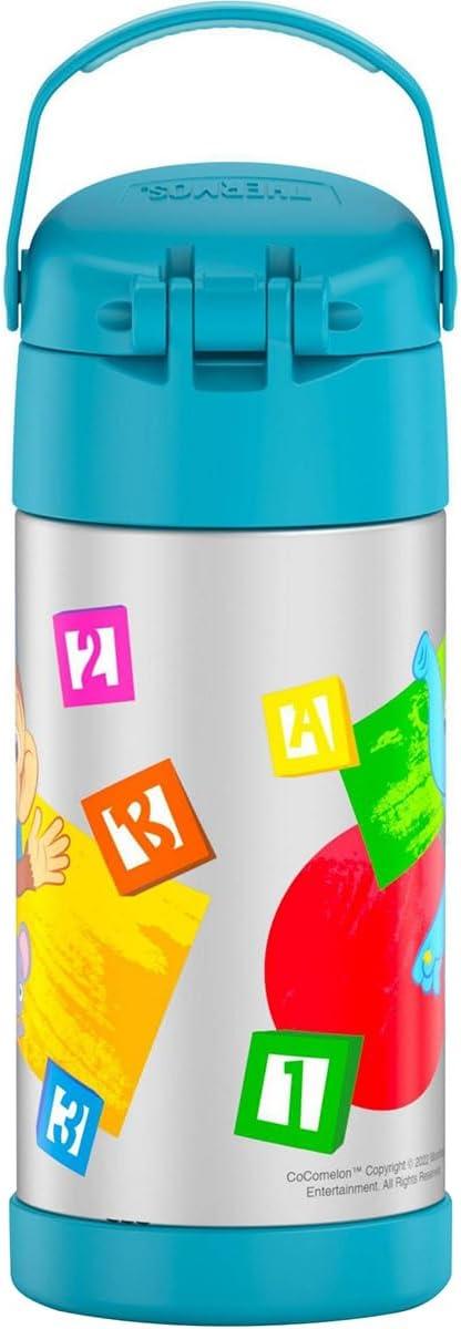 imageTHERMOS FUNTAINER Water Bottle with Straw 12 Ounce Kids Stainless Steel Vacuum Insulated Water Bottle with Lid BlueyCocomelon