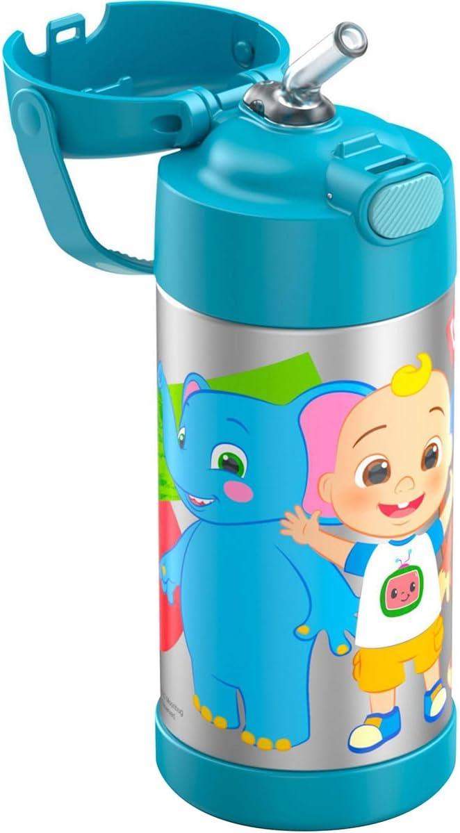 imageTHERMOS FUNTAINER Water Bottle with Straw 12 Ounce Kids Stainless Steel Vacuum Insulated Water Bottle with Lid BlueyCocomelon