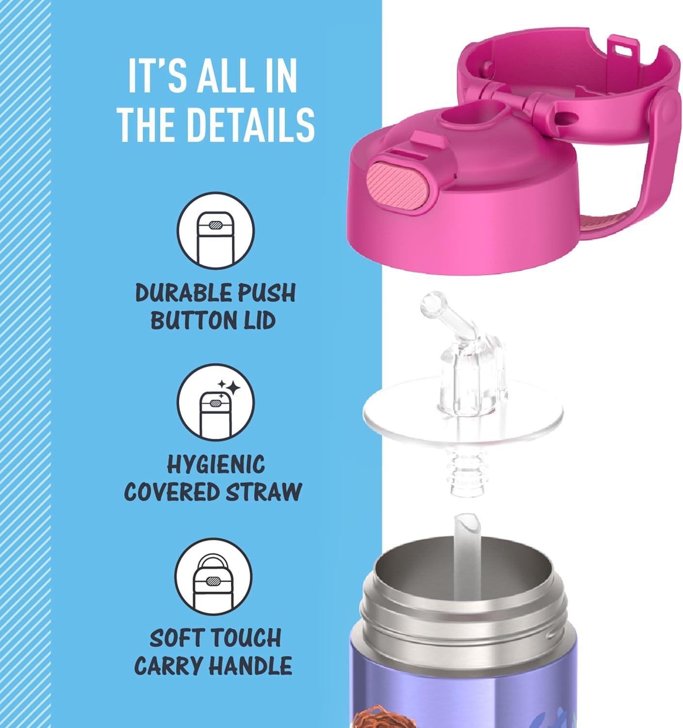 imageTHERMOS FUNTAINER Water Bottle with Straw 12 Ounce Kids Stainless Steel Vacuum Insulated Water Bottle with Lid BlueyLittle Mermaid