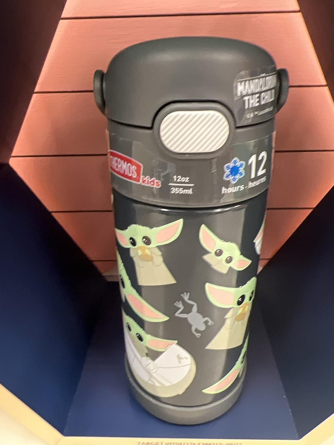imageTHERMOS FUNTAINER Water Bottle with Straw 12 Ounce Kids Stainless Steel Vacuum Insulated Water Bottle with Lid BlueyMandalorian