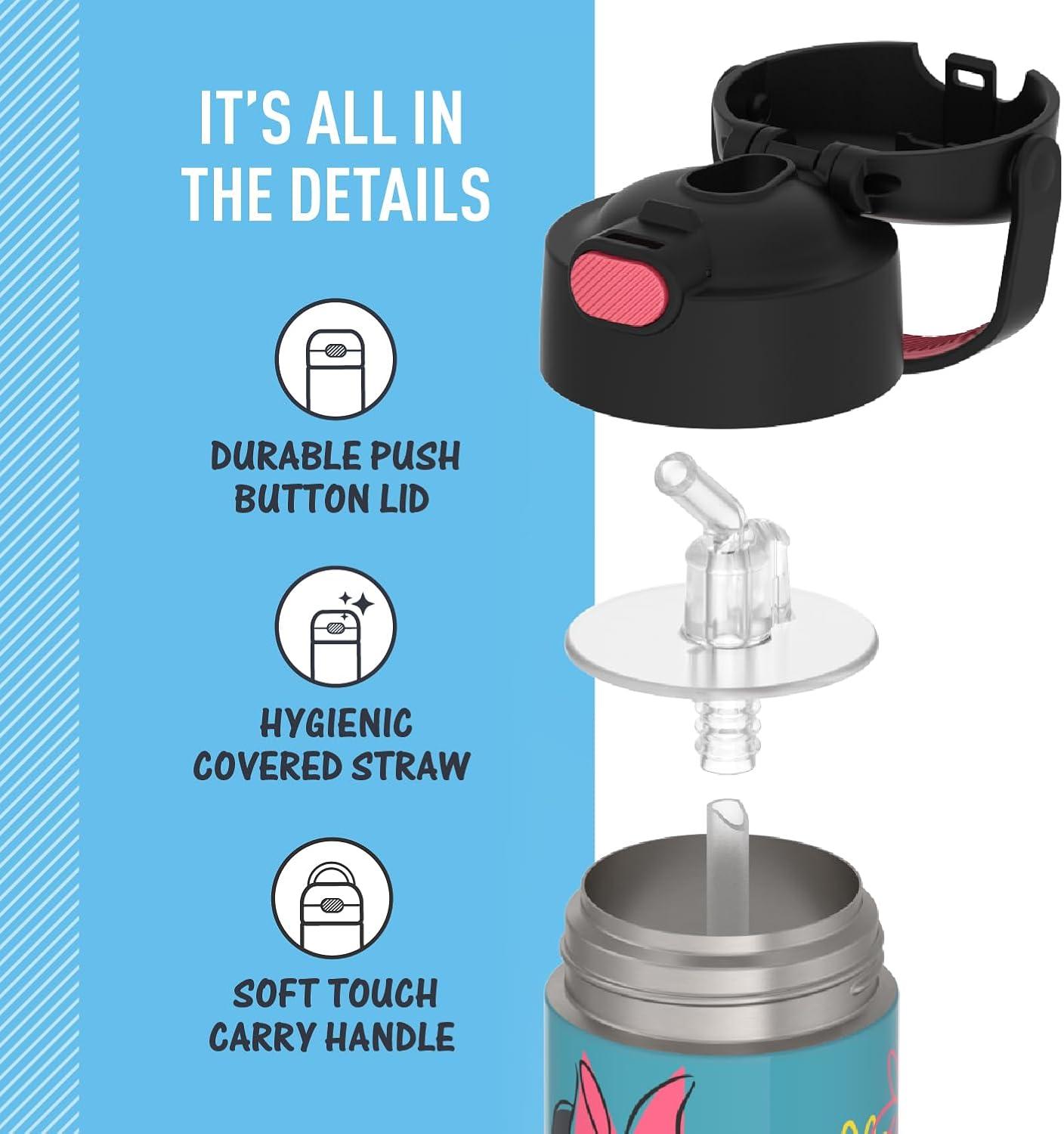 imageTHERMOS FUNTAINER Water Bottle with Straw 12 Ounce Kids Stainless Steel Vacuum Insulated Water Bottle with Lid BlueyMinnie Mouse