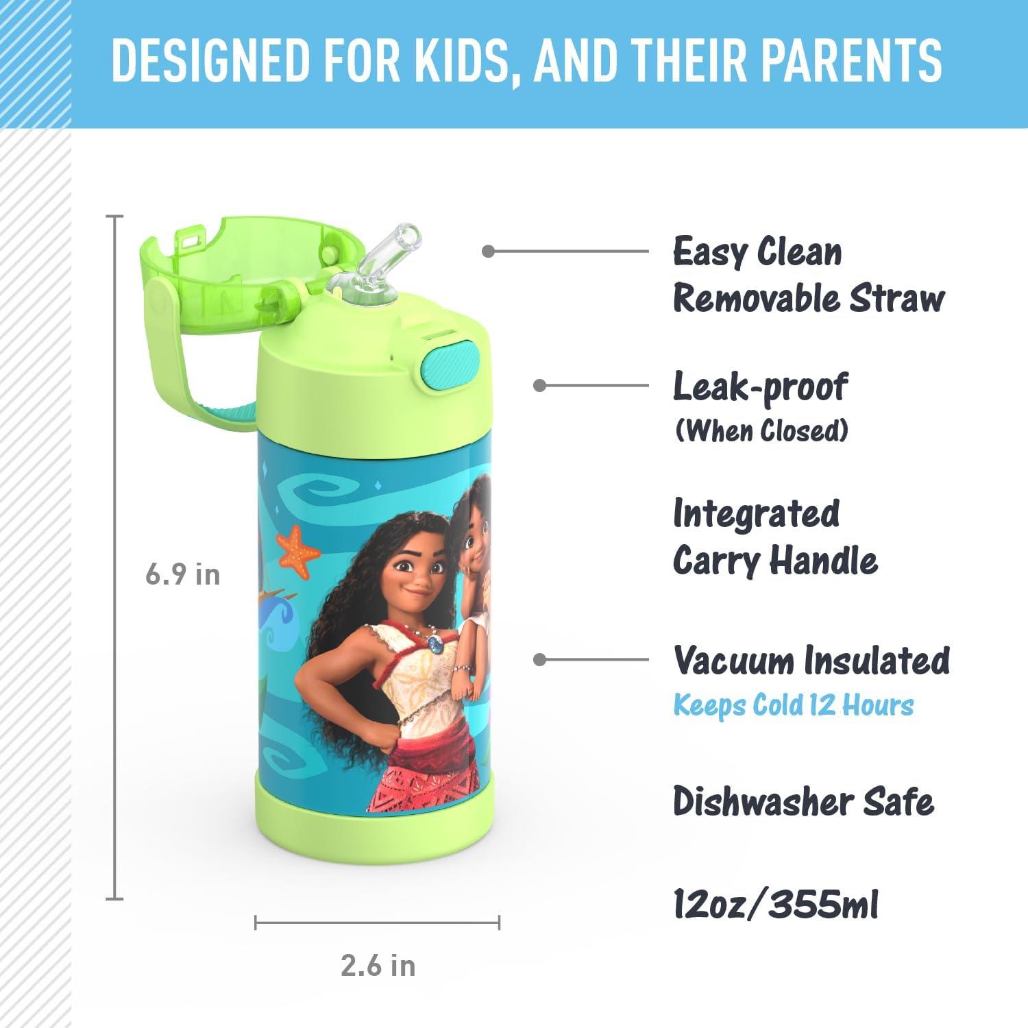 imageTHERMOS FUNTAINER Water Bottle with Straw 12 Ounce Kids Stainless Steel Vacuum Insulated Water Bottle with Lid BlueyMoana 2