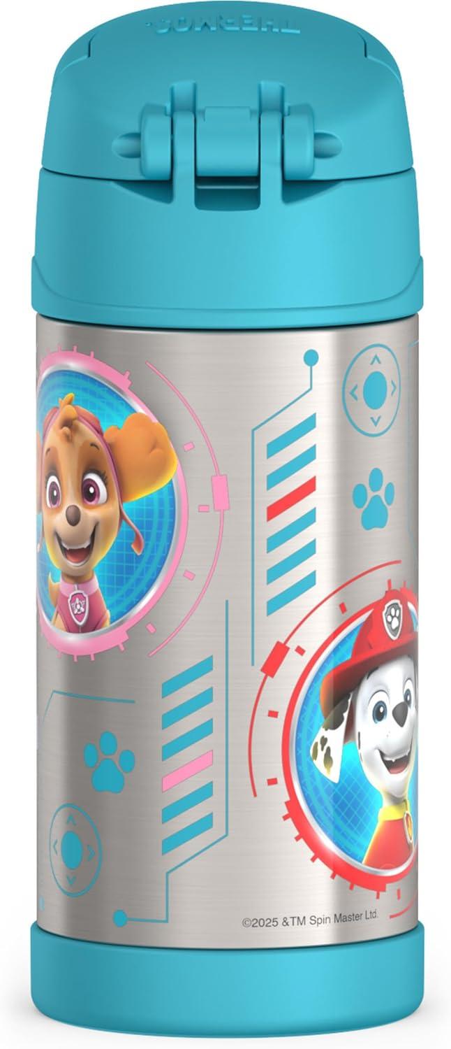 imageTHERMOS FUNTAINER Water Bottle with Straw 12 Ounce Kids Stainless Steel Vacuum Insulated Water Bottle with Lid BlueyPaw Patrol Blue