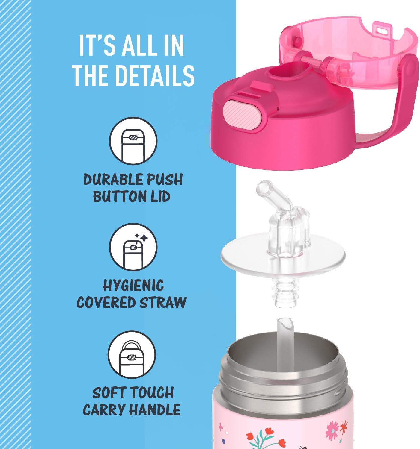 imageTHERMOS FUNTAINER Water Bottle with Straw 12 Ounce Kids Stainless Steel Vacuum Insulated Water Bottle with Lid BlueyPreschool Minnie