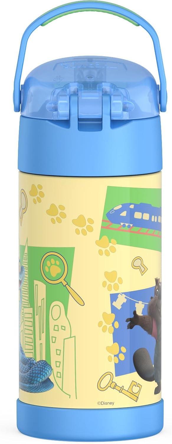 imageTHERMOS FUNTAINER Water Bottle with Straw 12 Ounce Kids Stainless Steel Vacuum Insulated Water Bottle with Lid BlueyZootopia 2