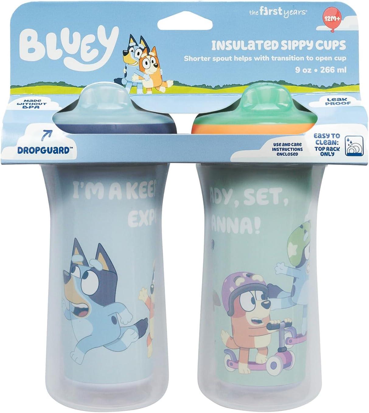 imageThe First Years Bluey Insulated Sippy Cups Dishwasher Safe Spill Proof Toddler Cups Ages 12 Months and Up 9 Ounces 2 Count2 Count Pack of 12