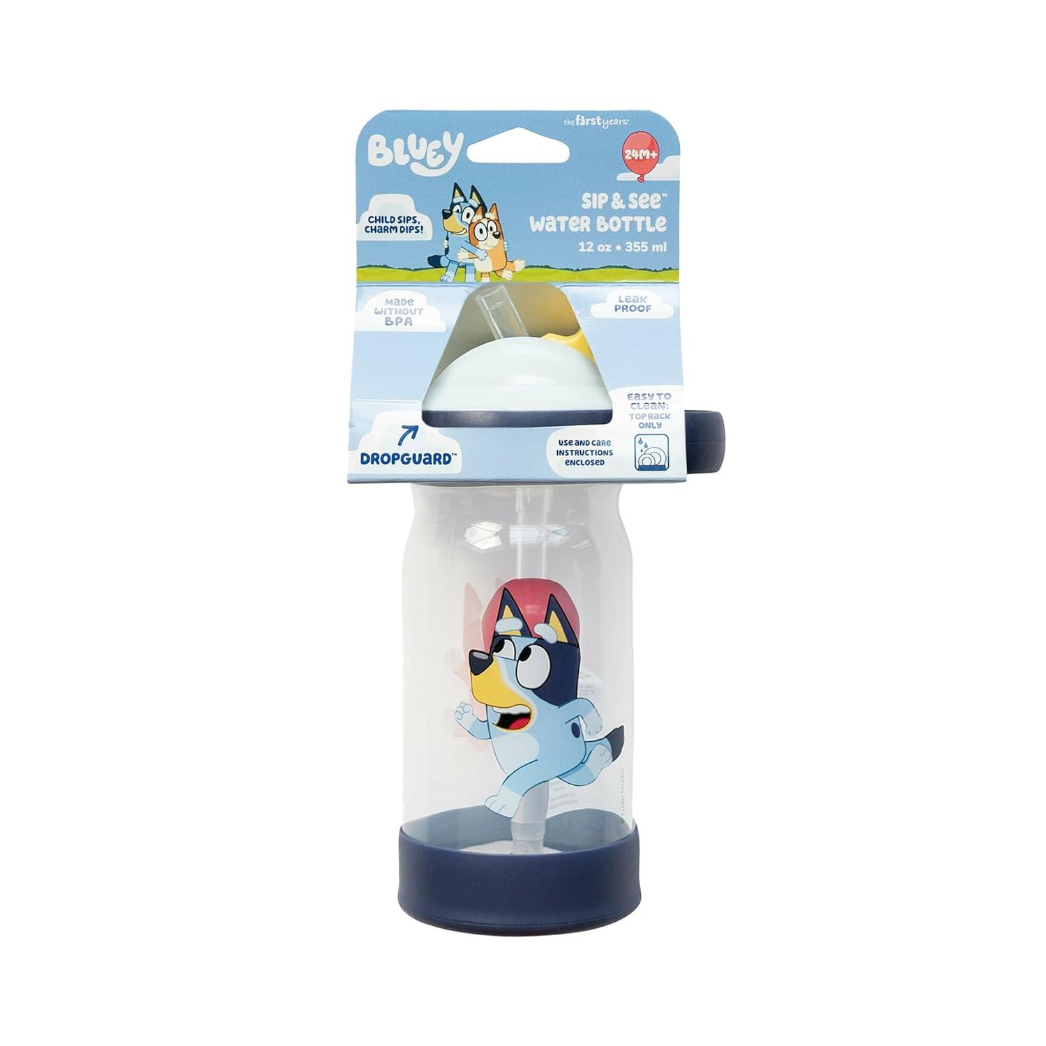 imageThe First Years Bluey Sip amp See Toddler Water Bottle Includes Floating Charm Toddler Cups with Straw 12 Oz Ages 24 Months and Up12 Ounces