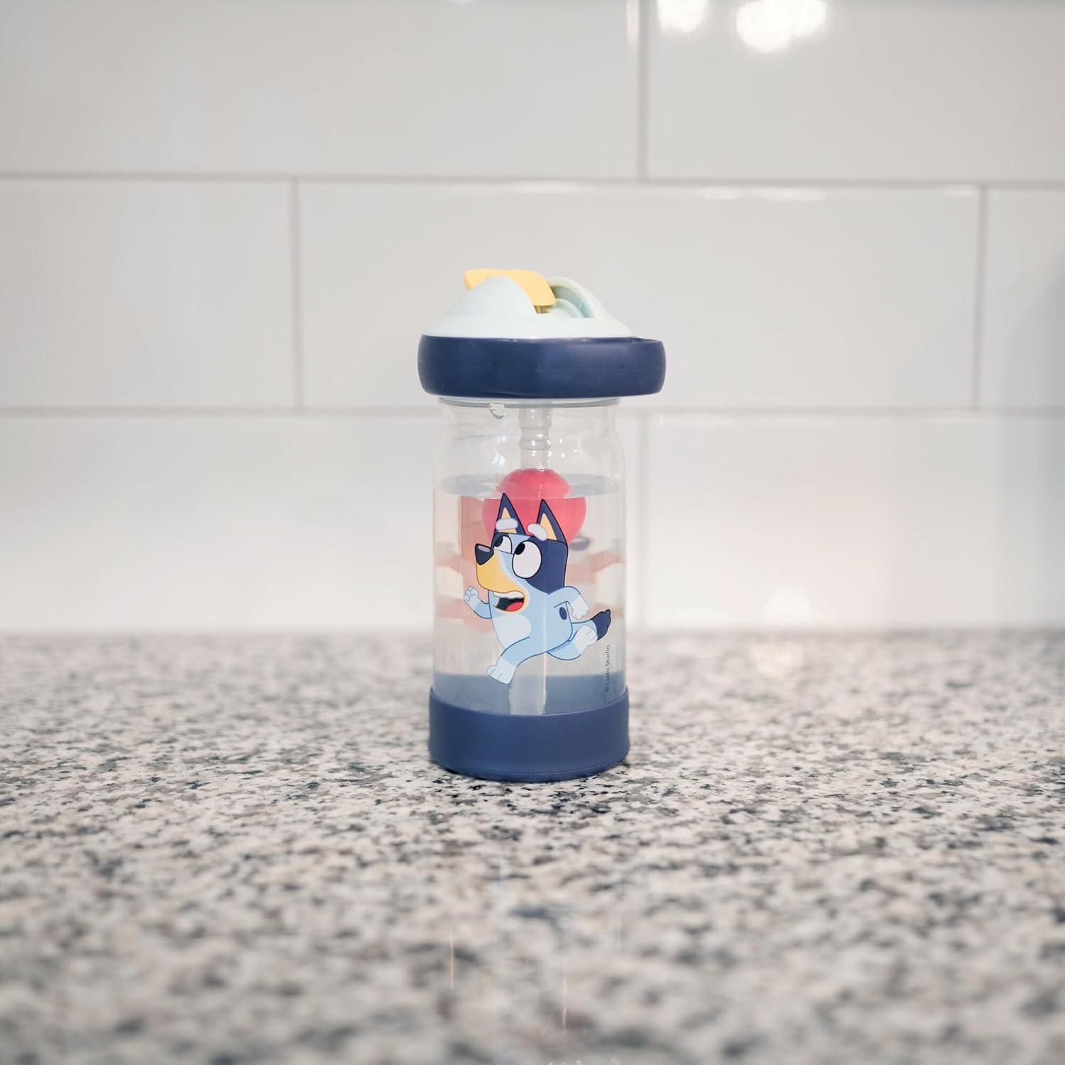 imageThe First Years Bluey Sip amp See Toddler Water Bottle Includes Floating Charm Toddler Cups with Straw 12 Oz Ages 24 Months and Up12 Ounces
