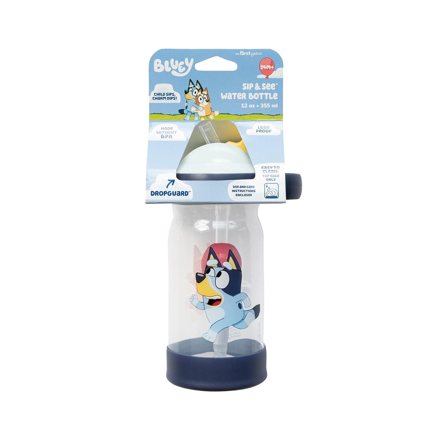 imageThe First Years Bluey Sip amp See Toddler Water Bottle Includes Floating Charm Toddler Cups with Straw 12 Oz Ages 24 Months and Up12 Ounces Pack of 2