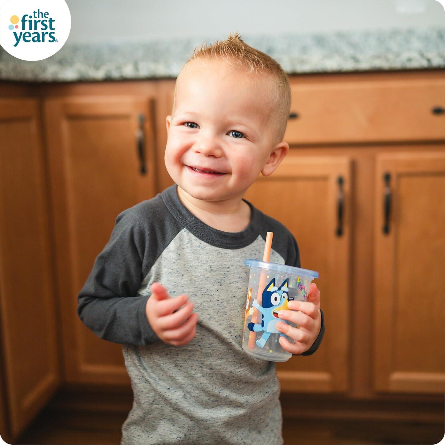 imageThe First Years Bluey Take amp Toss Toddler Straw Cups Spill Proof Toddler Sippy Cups with Snap On Lids and Straws Bluey Gifts and Bluey Party Supplies 10 Oz 10 CountBluey Straw Cups