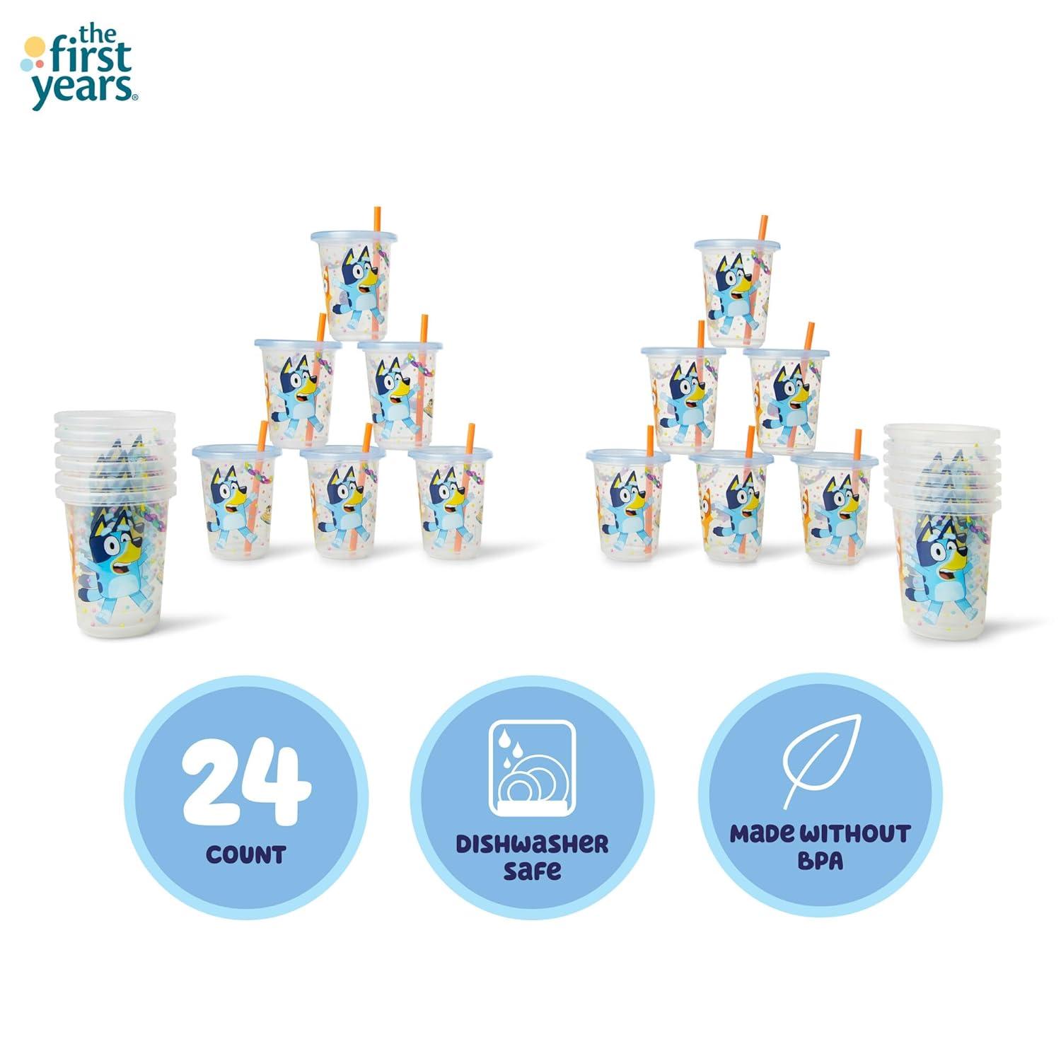 imageThe First Years Bluey Take amp Toss Toddler Straw Cups Spill Proof Toddler Sippy Cups with Snap On Lids and Straws Bluey Gifts and Bluey Party Supplies 10 Oz 10 CountBluey Straw Cups
