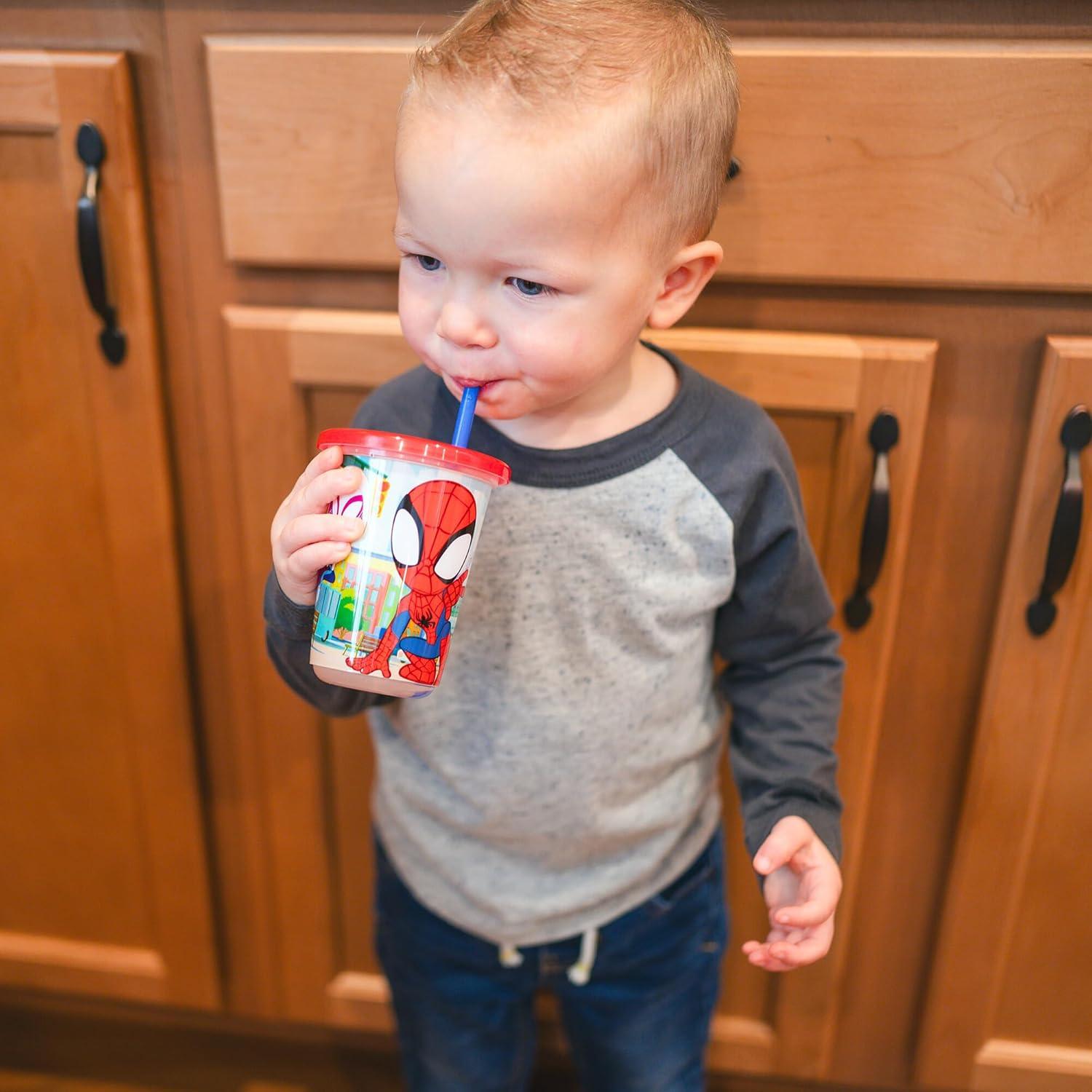 imageThe First Years Bluey Take amp Toss Toddler Straw Cups Spill Proof Toddler Sippy Cups with Snap On Lids and Straws Bluey Gifts and Bluey Party Supplies 10 Oz 10 CountSpidey and His Amazing Friends