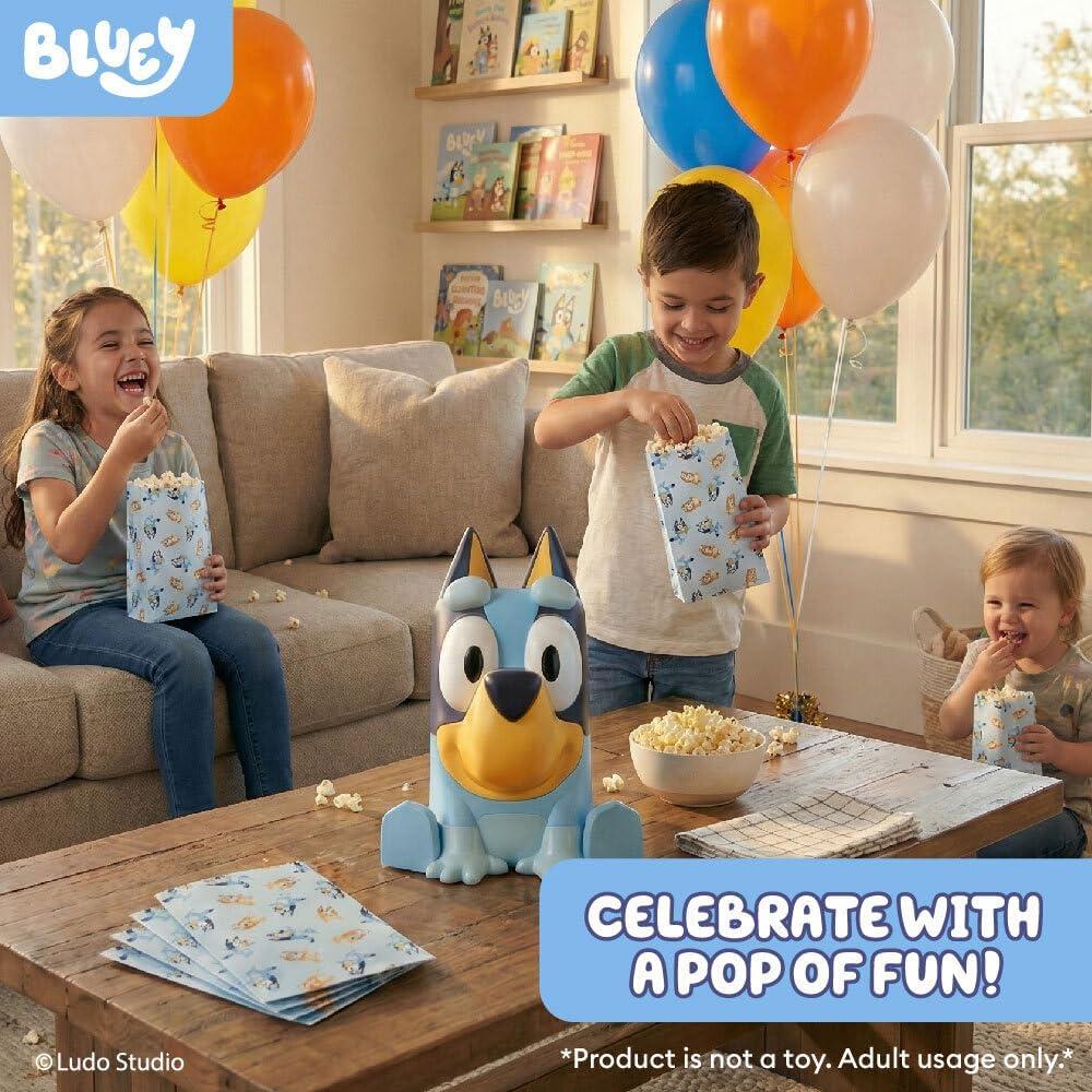 imageUncanny Brands Bluey Popcorn Maker OilFree Electric Hot Air Popper with 12 Paper Bags Officially LicensedBluey