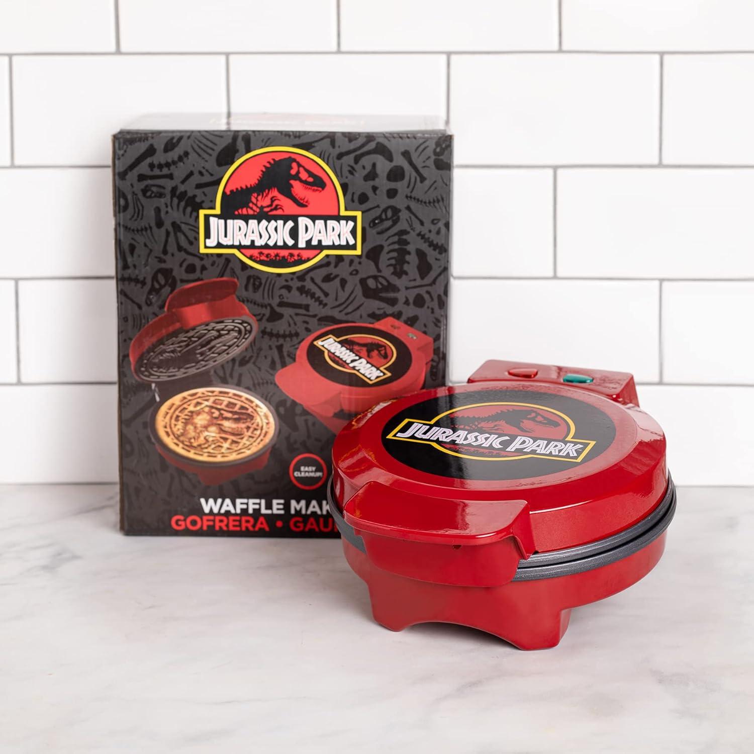 imageUncanny Brands Bluey Waffle Maker NonStick Round Waffle Iron Easy to Use and CleanJurassic Park