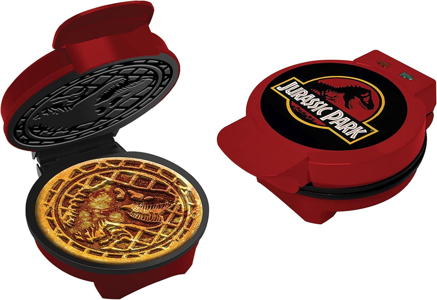 imageUncanny Brands Bluey Waffle Maker NonStick Round Waffle Iron Easy to Use and CleanJurassic Park