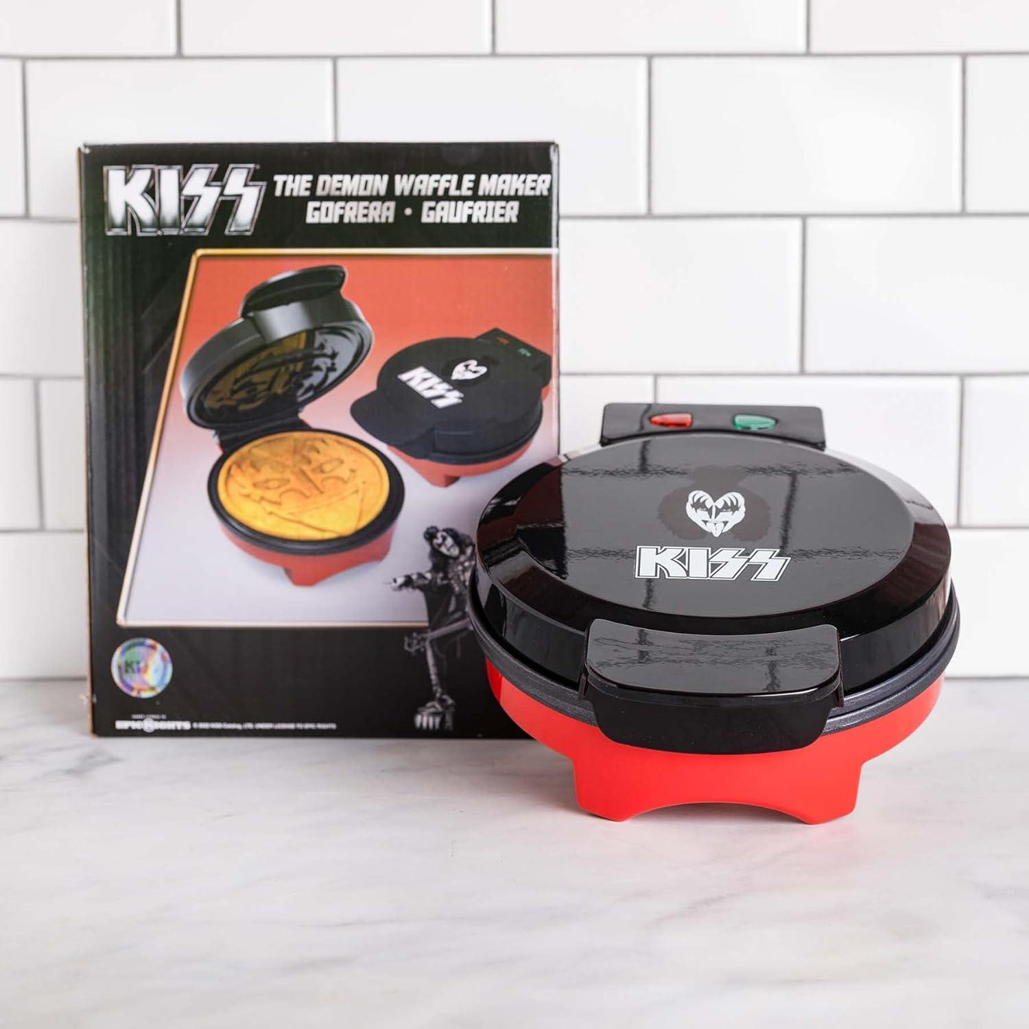 imageUncanny Brands Bluey Waffle Maker NonStick Round Waffle Iron Easy to Use and CleanKISS Demon