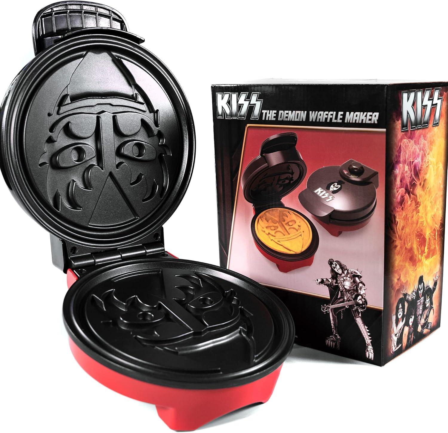 imageUncanny Brands Bluey Waffle Maker NonStick Round Waffle Iron Easy to Use and CleanKISS Demon