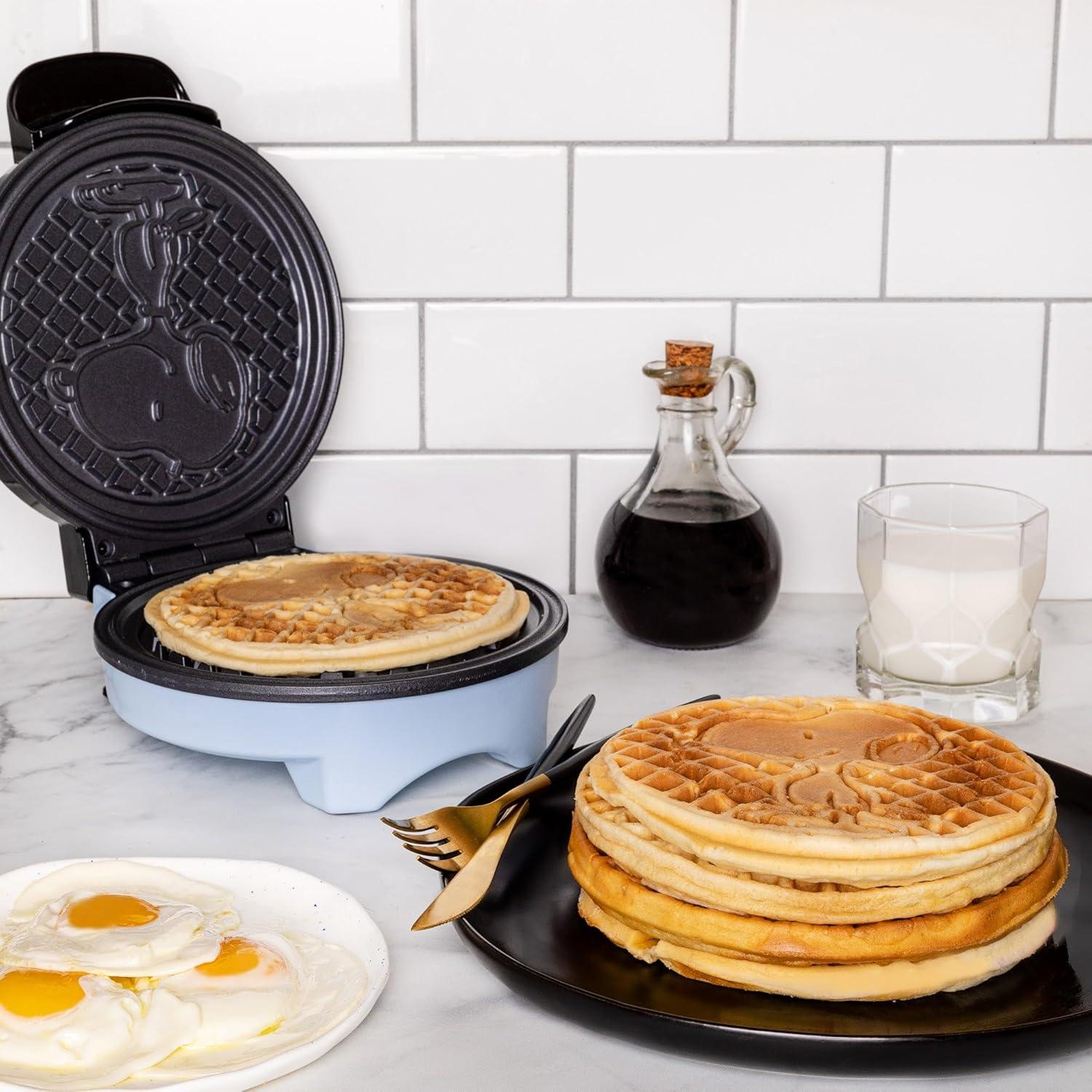 imageUncanny Brands Bluey Waffle Maker NonStick Round Waffle Iron Easy to Use and CleanPeanuts Snoopy