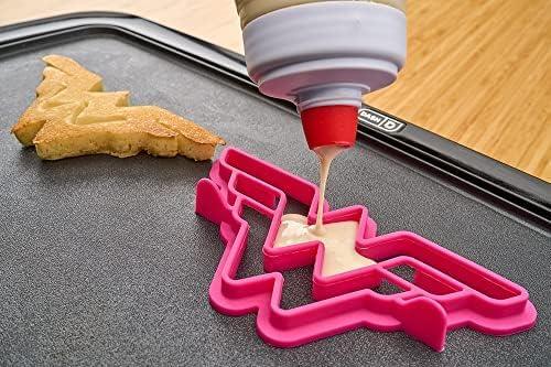 imageWhiskware Bluey Pancake Art Kit 1 Batter Bottle 2 Silicone Bluey and Bingo Pancake Molds and 1 BlenderBall Wire Whisk Durable NoMess Breakfast BPA Free Dishwasher SafeWonder Woman