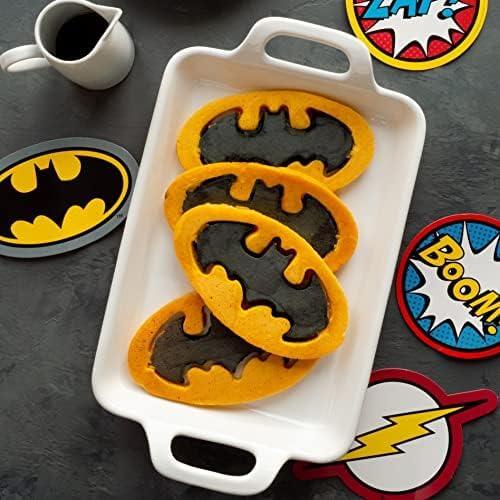 imageWhiskware Bluey Pancake Art Kit 1 Batter Bottle 2 Silicone Bluey and Bingo Pancake Molds and 1 BlenderBall Wire Whisk Durable NoMess Breakfast BPA Free Dishwasher SafeBatman