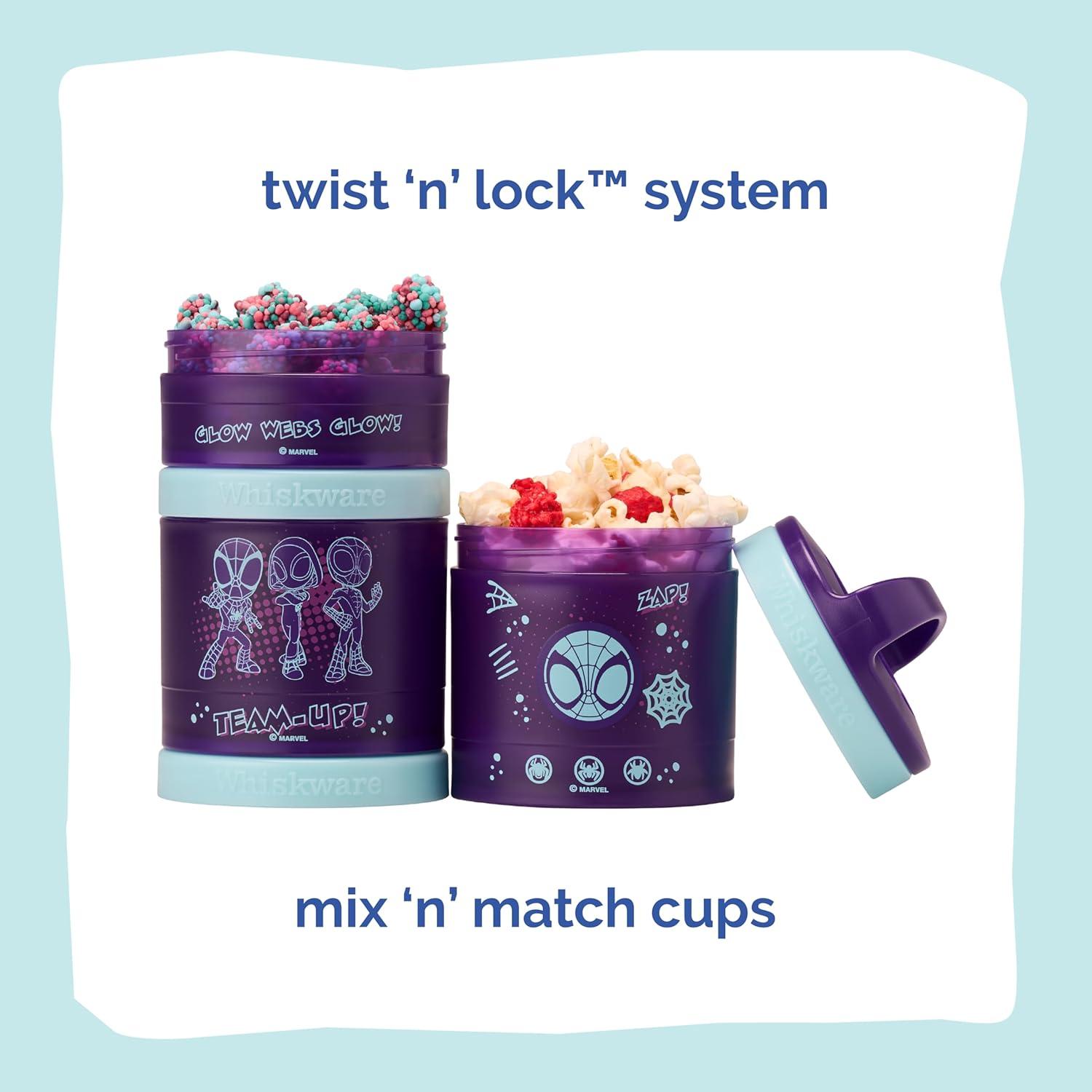 imageWhiskware Bluey Stackable Snack Containers for Babies Toddlers and Kids 3 Stackable Snack Cups for School and Travel Cupholder Friendly Bluey Chloe Bingo and Lila Best BuddiesGlow Webs Glow