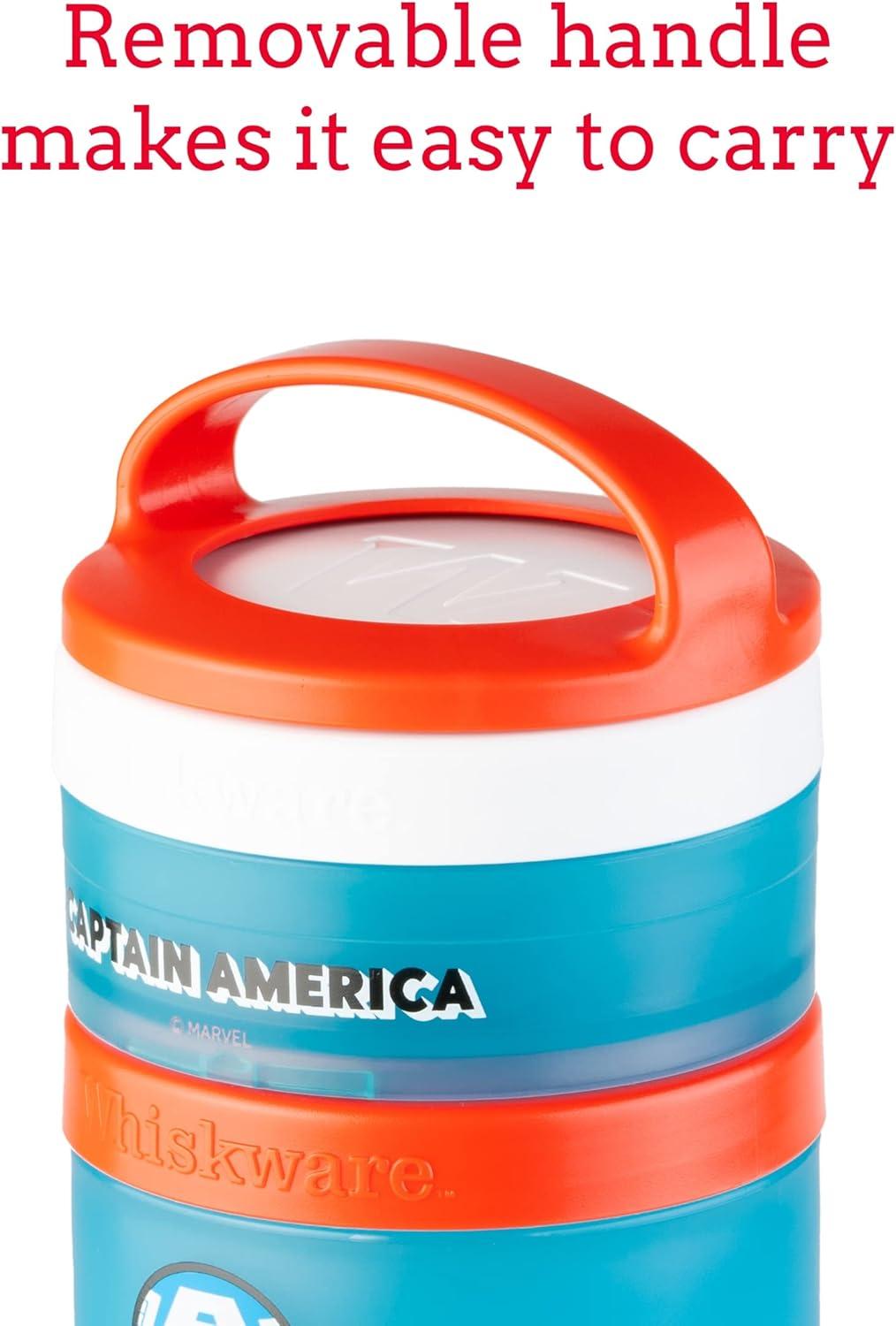 imageWhiskware Bluey Stackable Snack Containers for Babies Toddlers and Kids 3 Stackable Snack Cups for School and Travel Cupholder Friendly Bluey Chloe Bingo and Lila Best BuddiesCaptain America