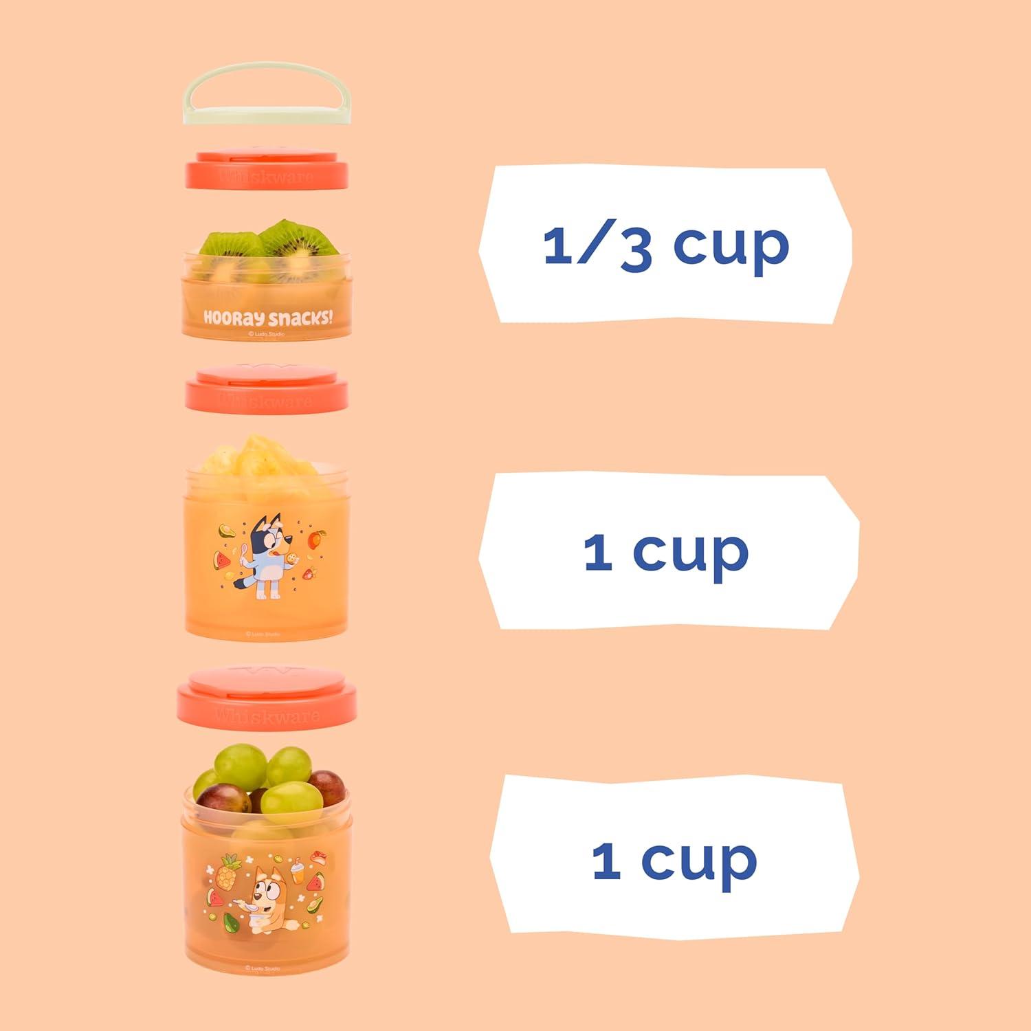imageWhiskware Bluey Stackable Snack Containers for Babies Toddlers and Kids 3 Stackable Snack Cups for School and Travel Cupholder Friendly Bluey Chloe Bingo and Lila Best BuddiesHooray Snacks