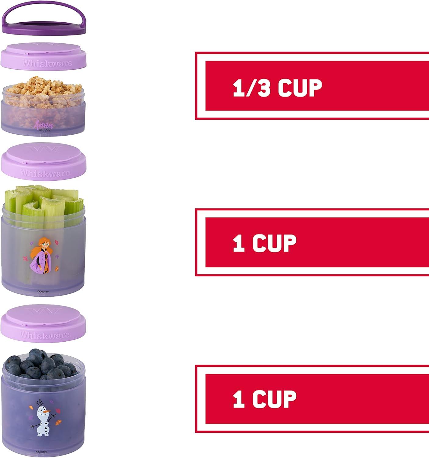 imageWhiskware Bluey Stackable Snack Containers for Kids and Toddlers 3 Stackable Snack Cups for School and Travel Bluey and Bingo HoorayPack of 1Anna and Olaf