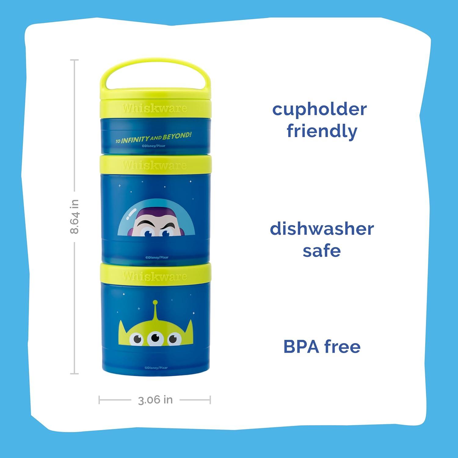 imageWhiskware Bluey Stackable Snack Containers for Kids and Toddlers 3 Stackable Snack Cups for School and Travel Bluey and Bingo HoorayPack of 1Buzz Lightyear