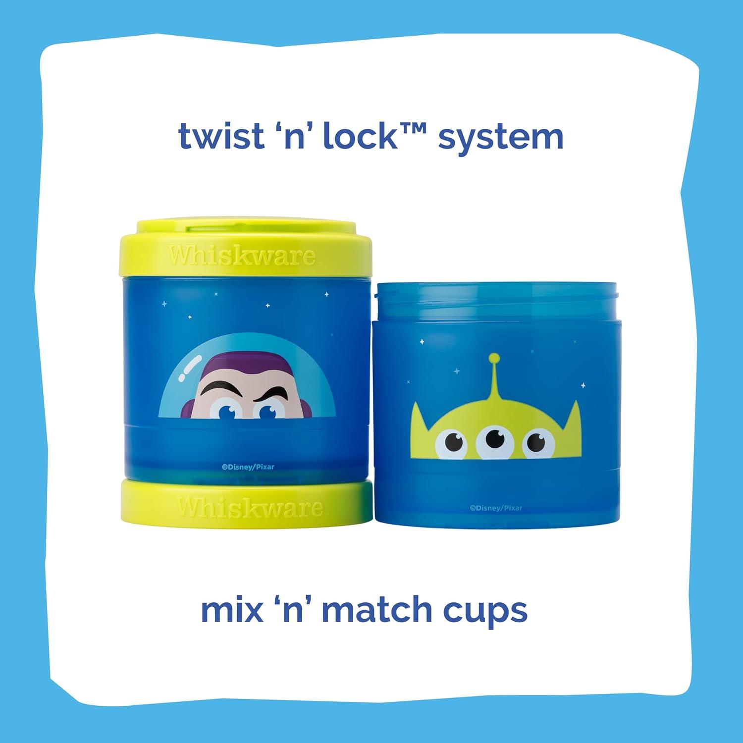 imageWhiskware Bluey Stackable Snack Containers for Kids and Toddlers 3 Stackable Snack Cups for School and Travel Bluey and Bingo HoorayPack of 1Buzz Lightyear