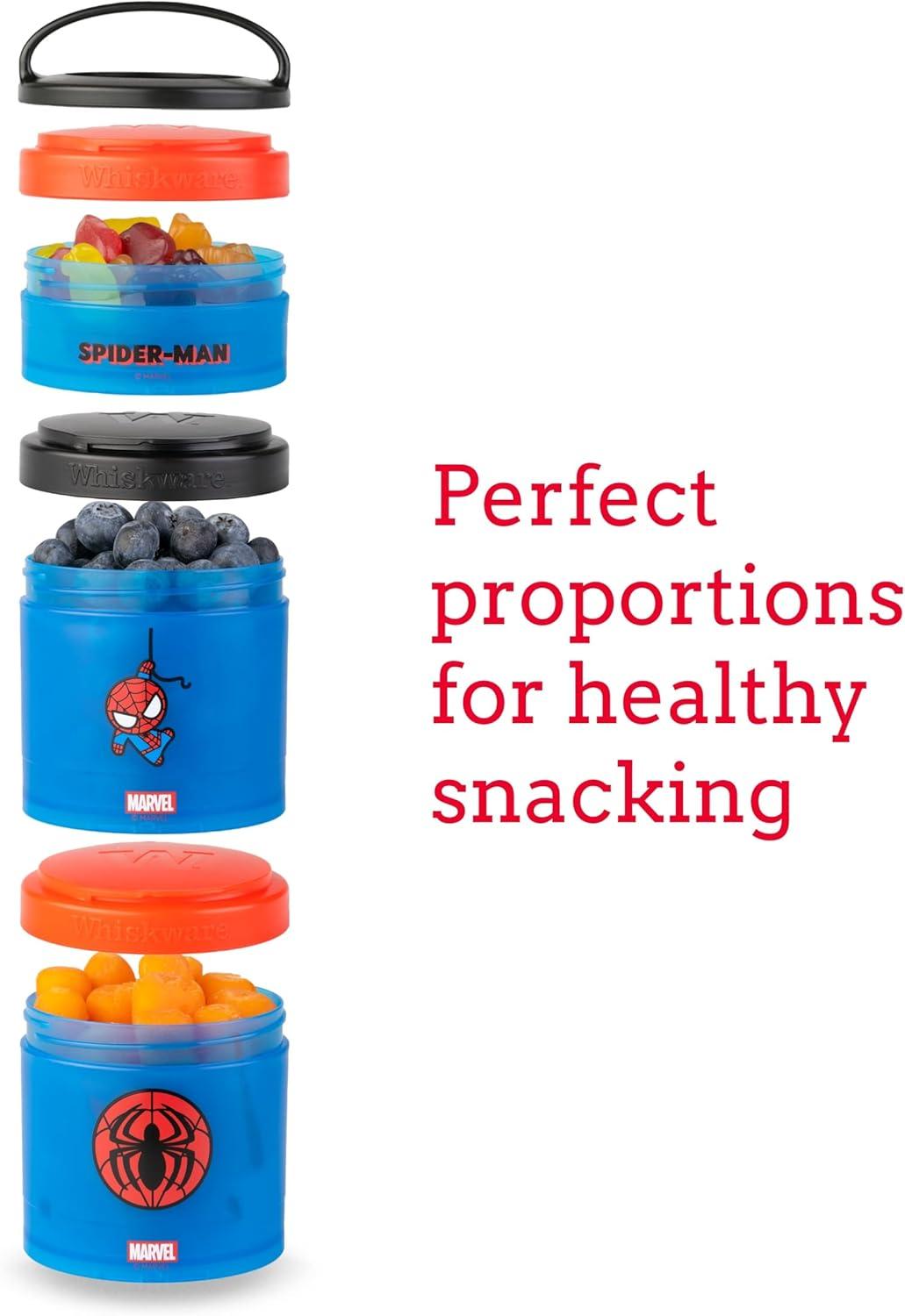imageWhiskware Bluey Stackable Snack Containers for Kids and Toddlers 3 Stackable Snack Cups for School and Travel Bluey and Bingo HoorayPack of 1Captain America