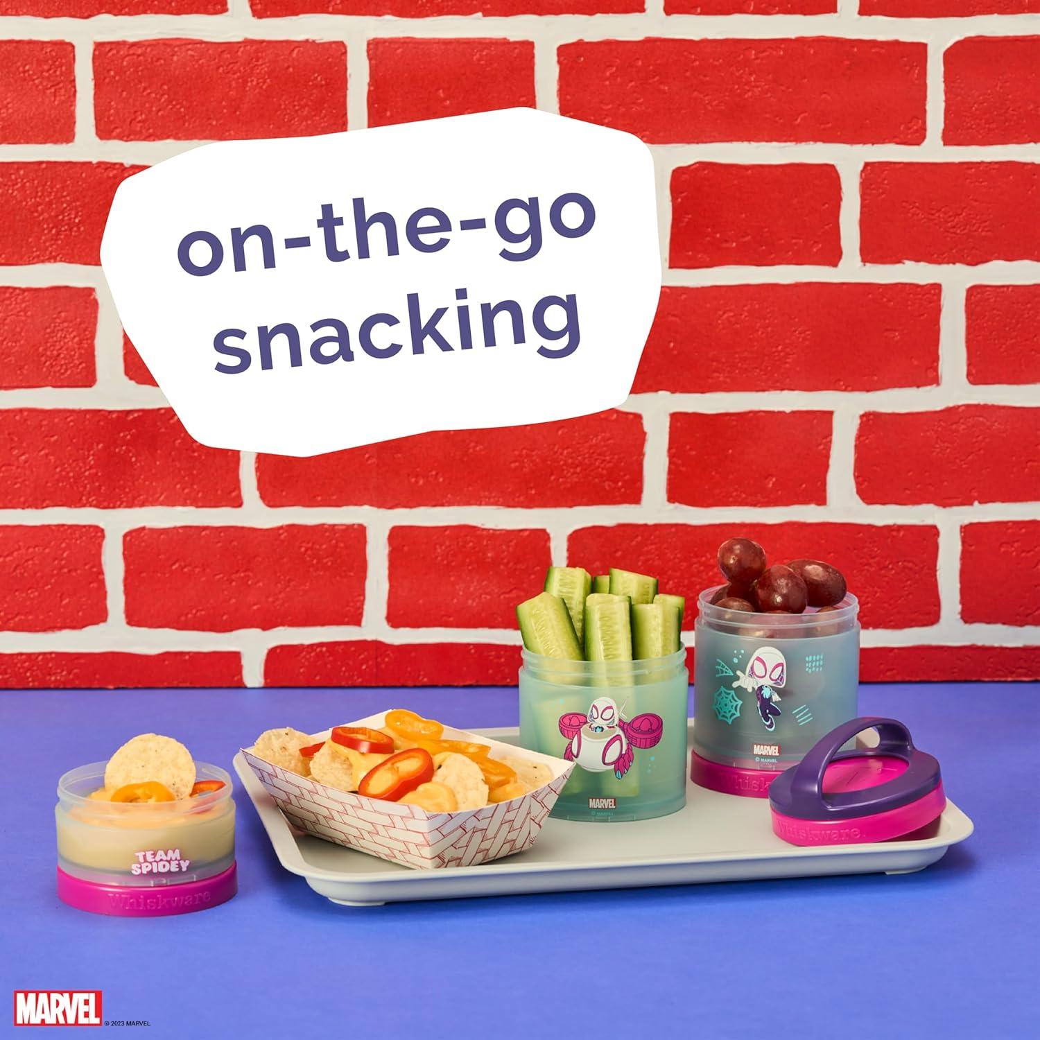 imageWhiskware Bluey Stackable Snack Containers for Kids and Toddlers 3 Stackable Snack Cups for School and Travel Bluey and Bingo HoorayPack of 1Gwen Stacy
