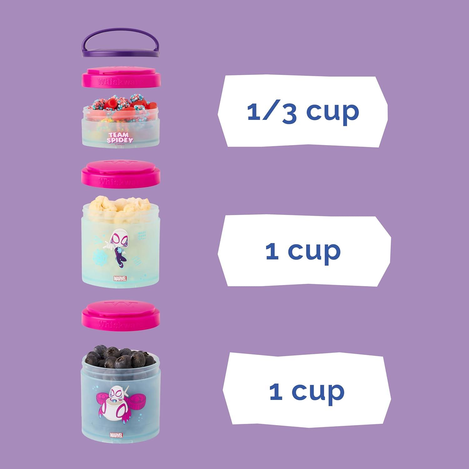 imageWhiskware Bluey Stackable Snack Containers for Kids and Toddlers 3 Stackable Snack Cups for School and Travel Bluey and Bingo HoorayPack of 1Gwen Stacy