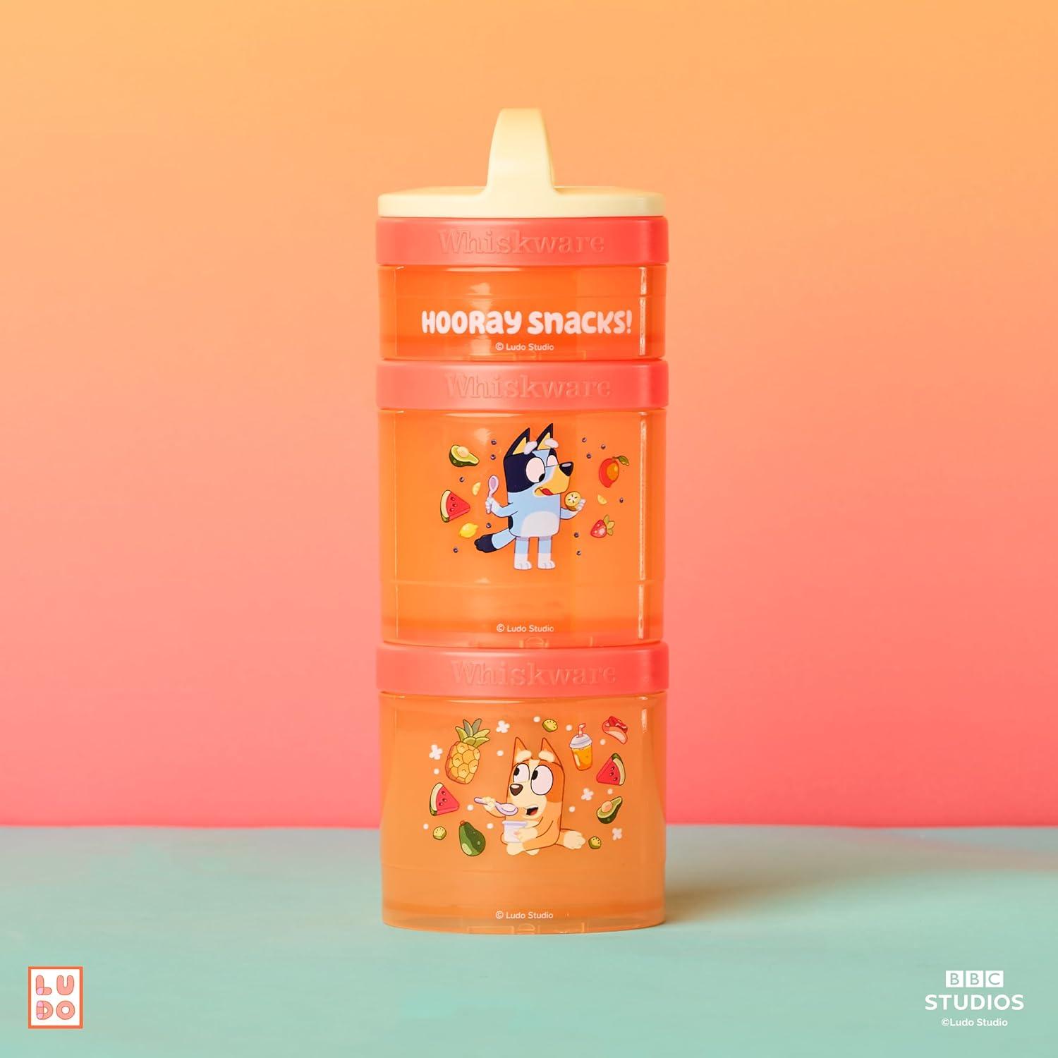 imageWhiskware Bluey Stackable Snack Containers for Kids and Toddlers 3 Stackable Snack Cups for School and Travel Bluey and Bingo HoorayPack of 1Hooray Snacks