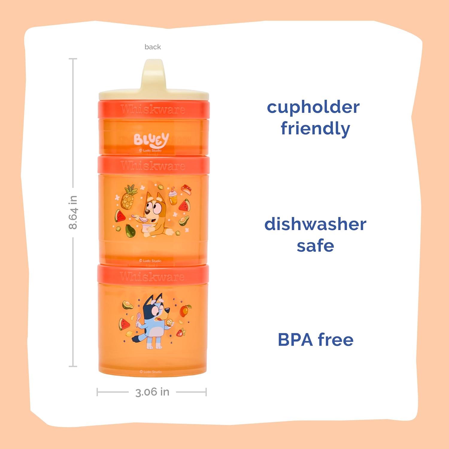 imageWhiskware Bluey Stackable Snack Containers for Kids and Toddlers 3 Stackable Snack Cups for School and Travel Bluey and Bingo HoorayPack of 1Hooray Snacks