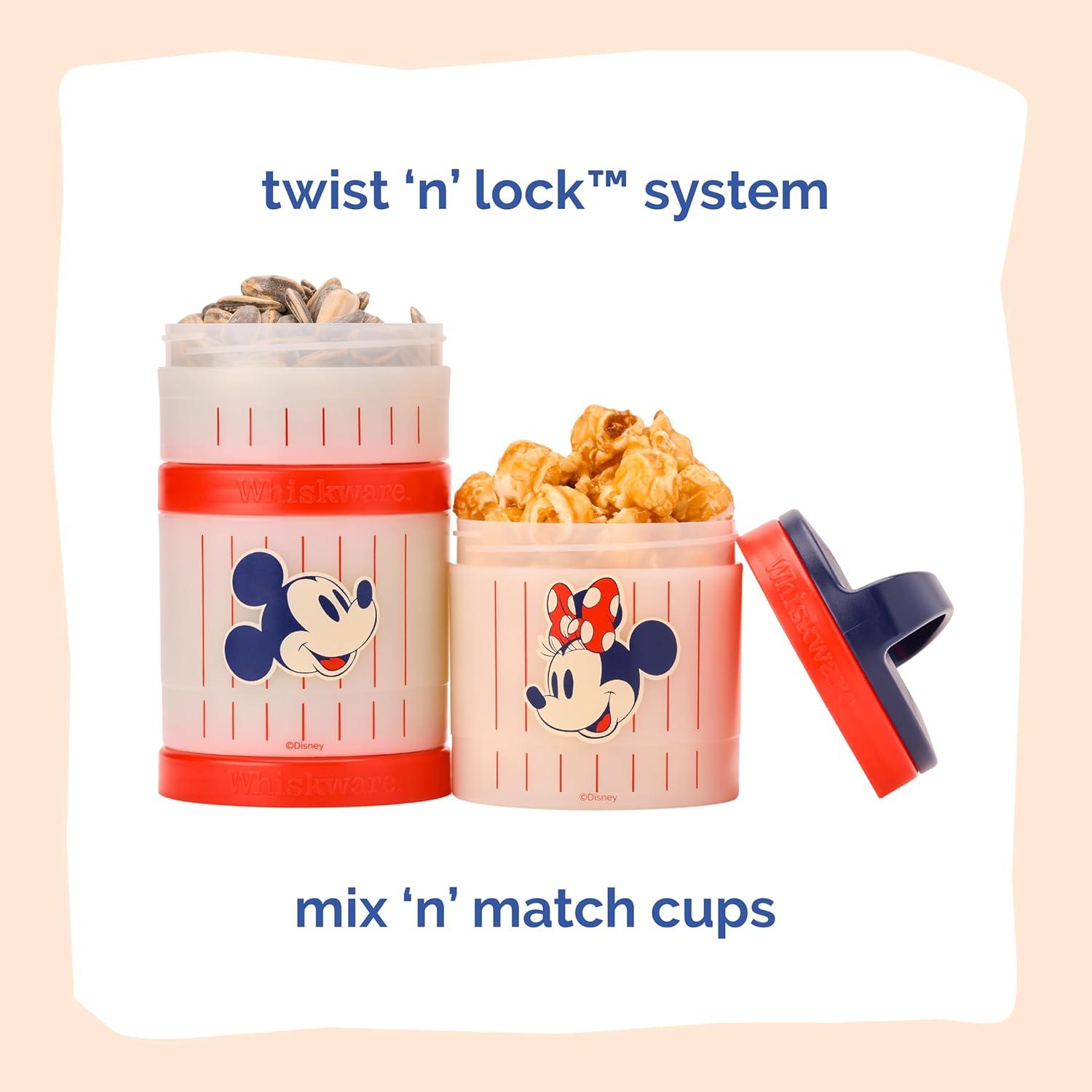 imageWhiskware Bluey Stackable Snack Containers for Kids and Toddlers 3 Stackable Snack Cups for School and Travel Bluey and Bingo HoorayPack of 1Mickey Minnie