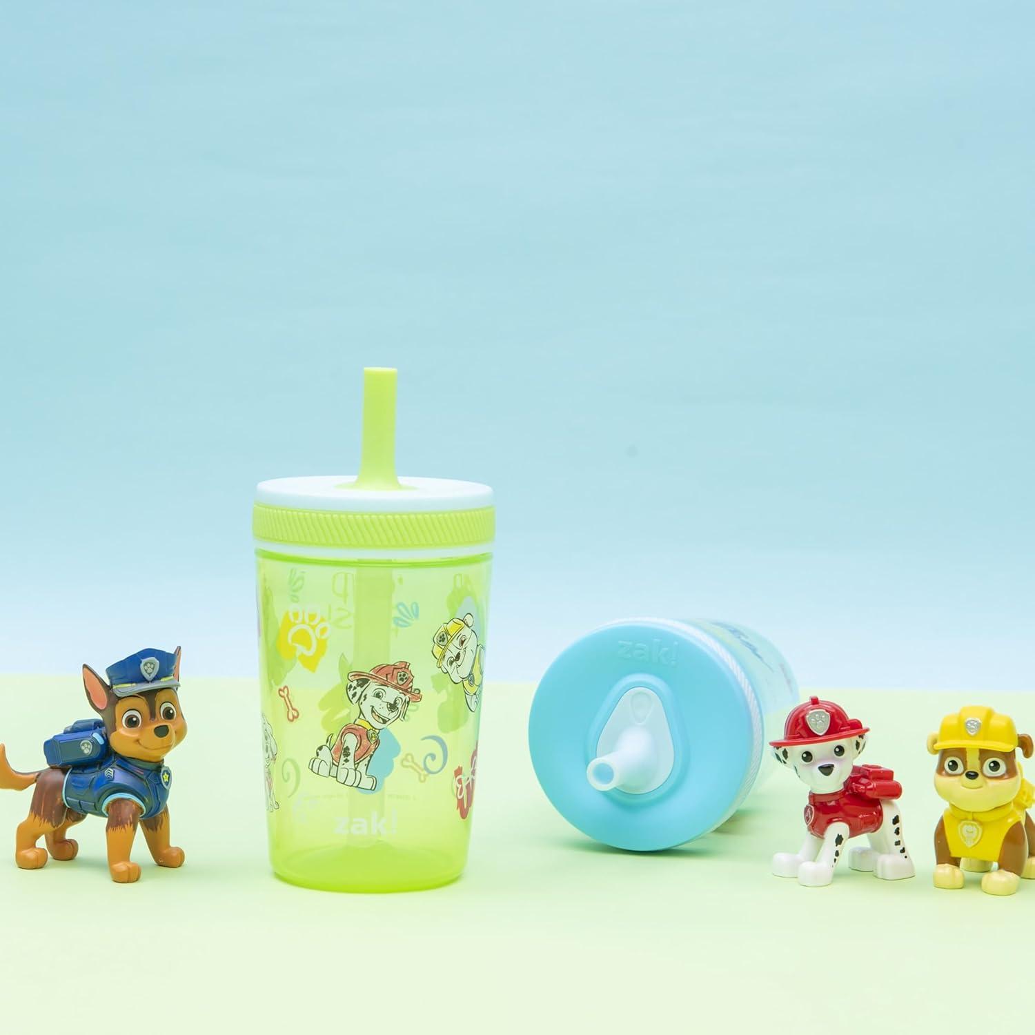 imageZak Designs 15oz Bluey Kelso Tumbler Set LeakProof ScrewOn Lid with Straw Made of Durable Plastic and Silicone Perfect Bundle for Kids 2 Count Pack of 1Paw Patrol