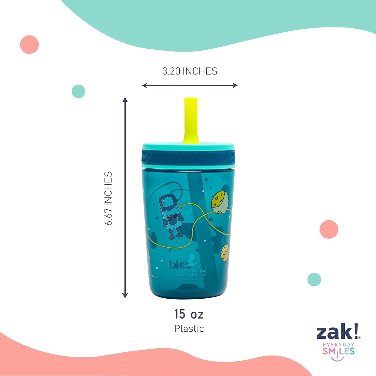 imageZak Designs 15oz Bluey Kelso Tumbler Set LeakProof ScrewOn Lid with Straw Made of Durable Plastic and Silicone Perfect Bundle for Kids 2 Count Pack of 1St Jude Space and Smiles