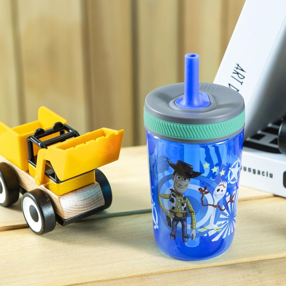 imageZak Designs 15oz Bluey Kelso Tumbler Set LeakProof ScrewOn Lid with Straw Made of Durable Plastic and Silicone Perfect Bundle for Kids 2 Count Pack of 1Toy Story 4 Woody Buzz