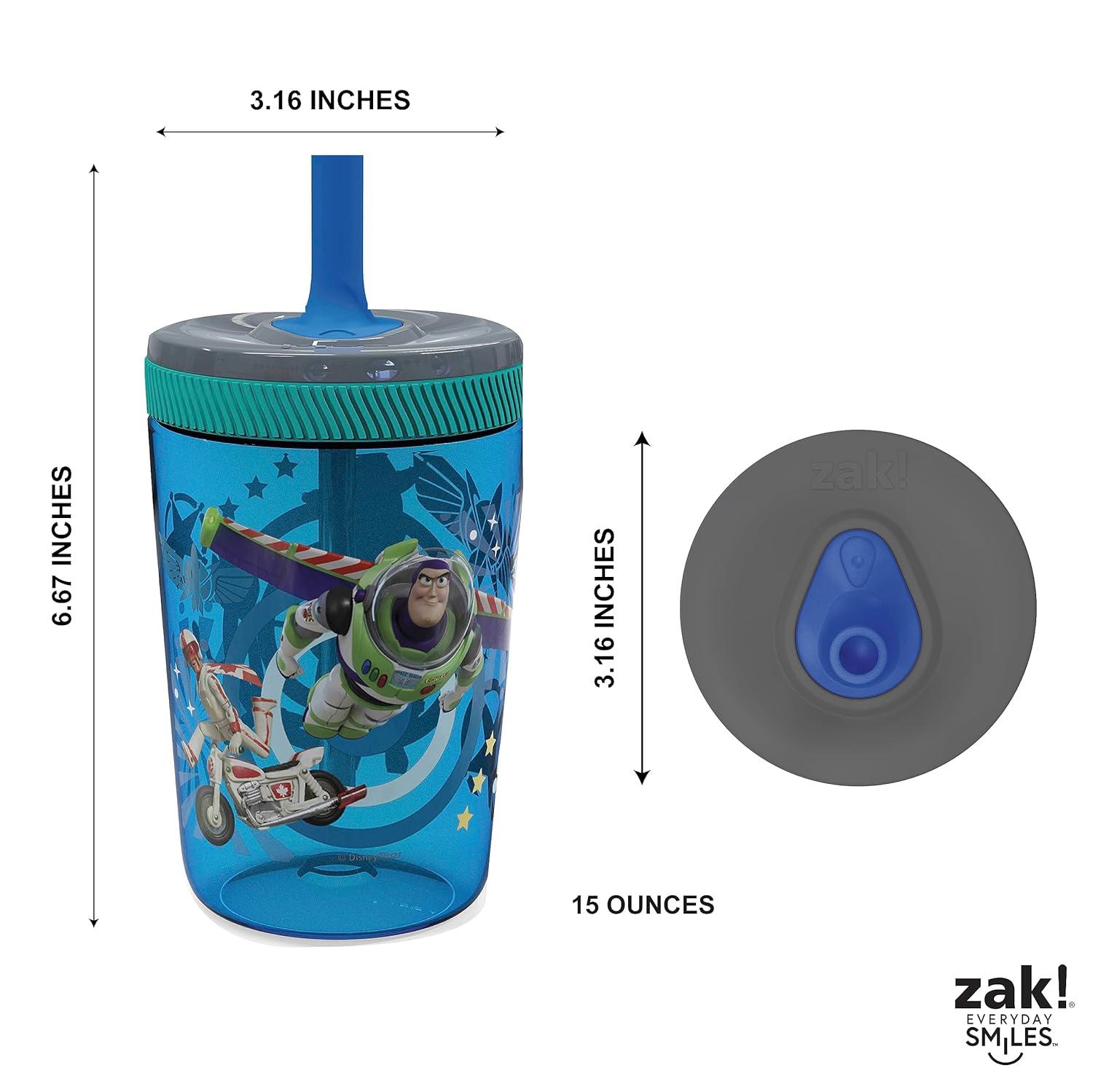 imageZak Designs 15oz Bluey Kelso Tumbler Set LeakProof ScrewOn Lid with Straw Made of Durable Plastic and Silicone Perfect Bundle for Kids 2 Count Pack of 1Toy Story 4 Woody Buzz