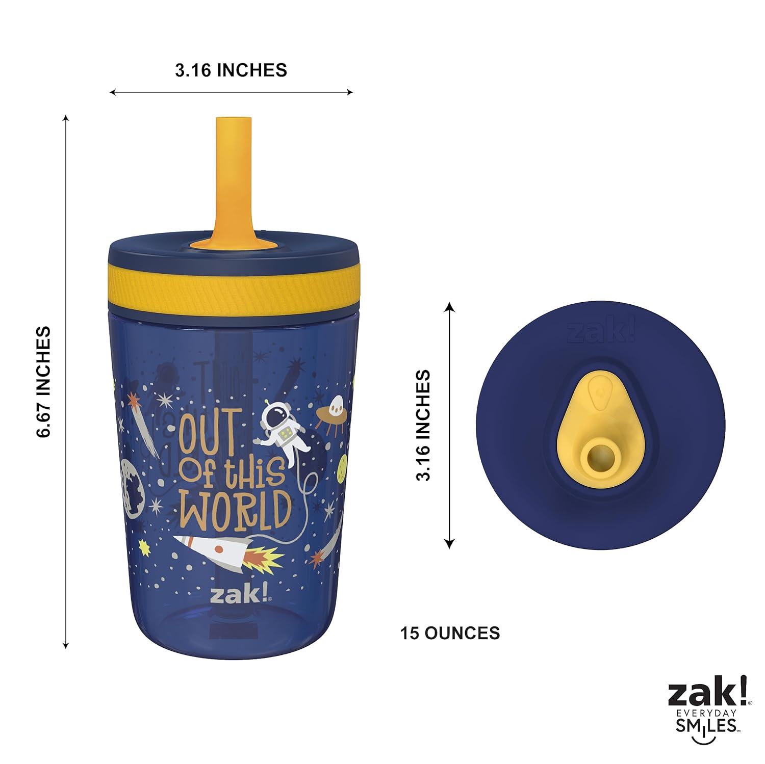 imageZak Designs 15oz Bluey Kelso Tumbler Set LeakProof ScrewOn Lid with Straw Made of Durable Plastic and Silicone Perfect Bundle for Kids 2 Count Pack of 1Space